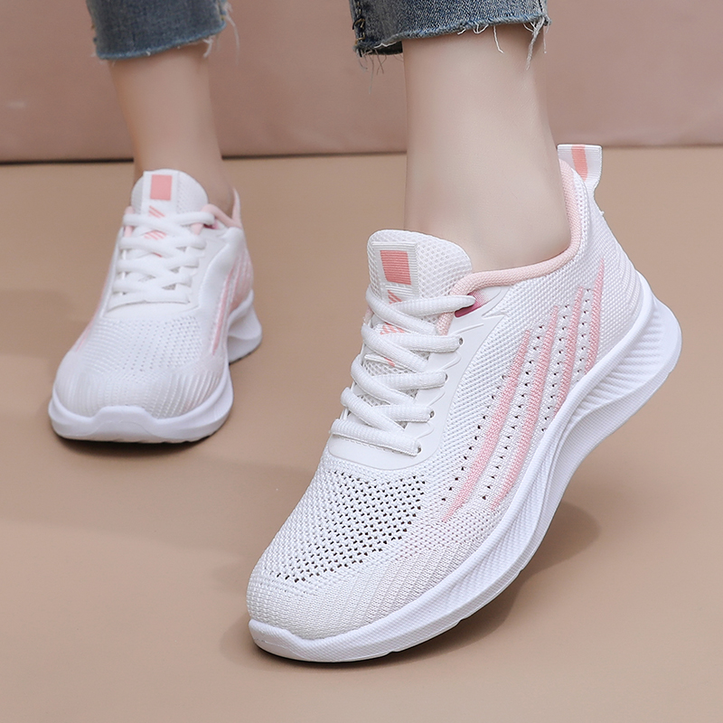 Women Autumn Mesh Casual Sneak - Knit Fabric Lace Up Sneakers review and price