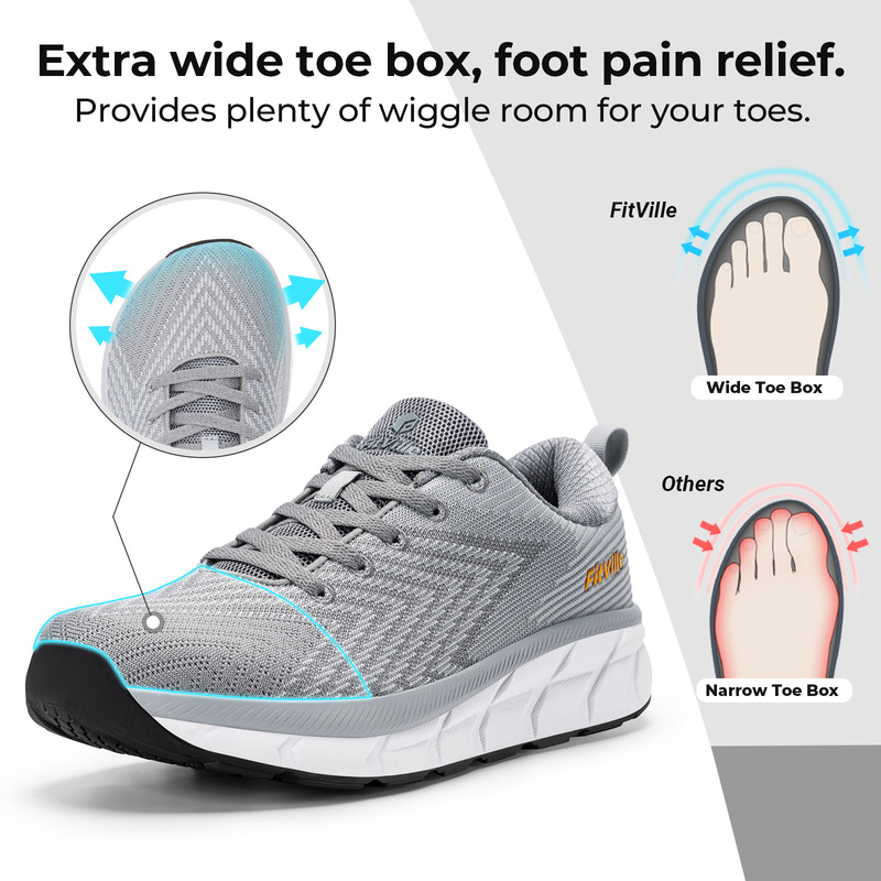FitVille Mens Wide Fit Trainer - Breathable Mesh Athletic Shoes review and price