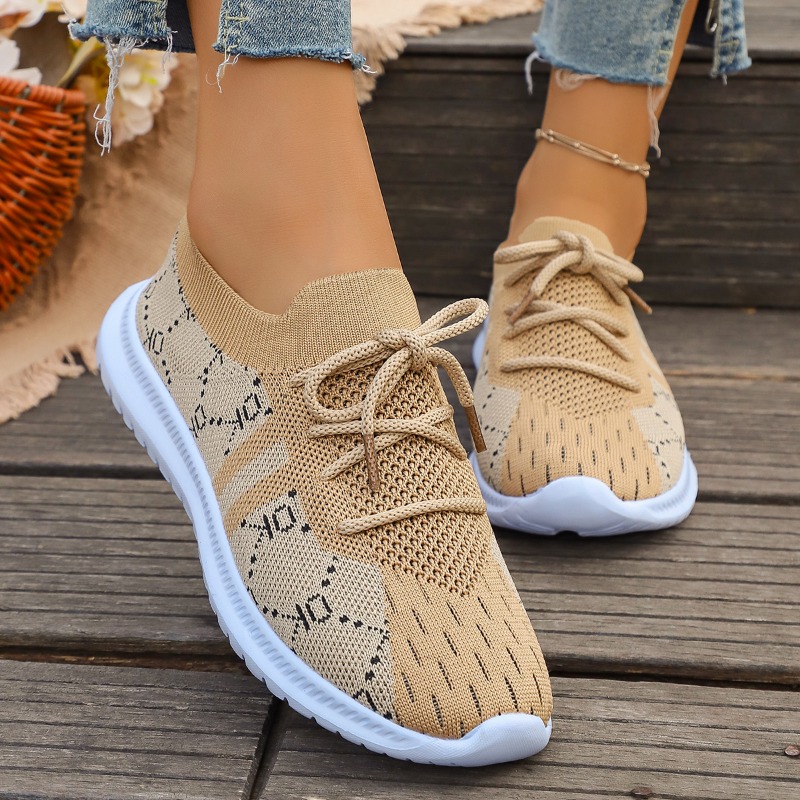 2026 New Lace Up Round Women's - Knit Fabric Lace Up Sneakers review and price